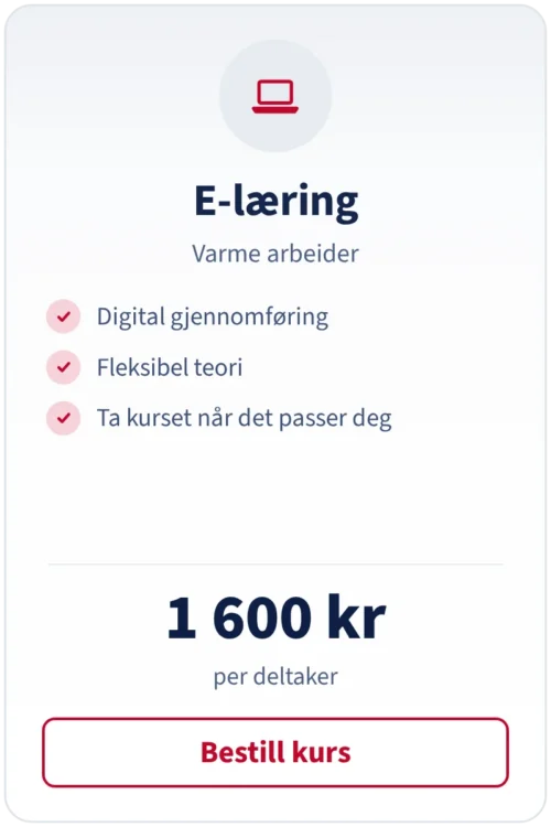 Varme arbeider e-læring, 1 600 kr