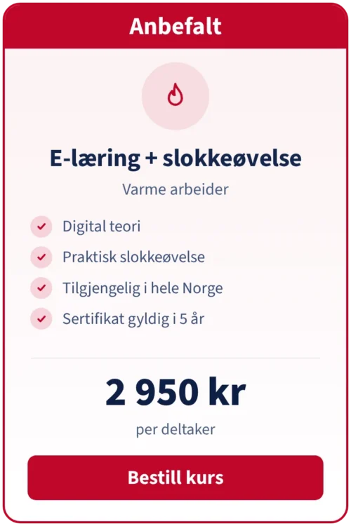 Varme arbeider e-læring med slokkeøvelse, 2 950 kr